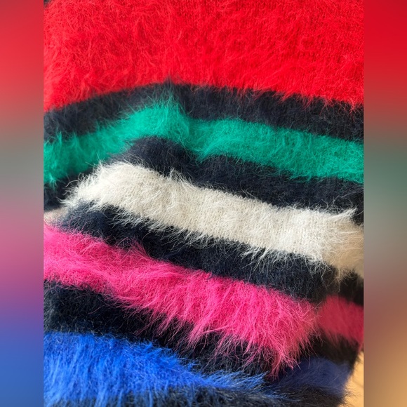 EUC A New Day Women's Crewneck Fuzzy Pullover sweater Multicolor Stripe - Picture 6 of 16